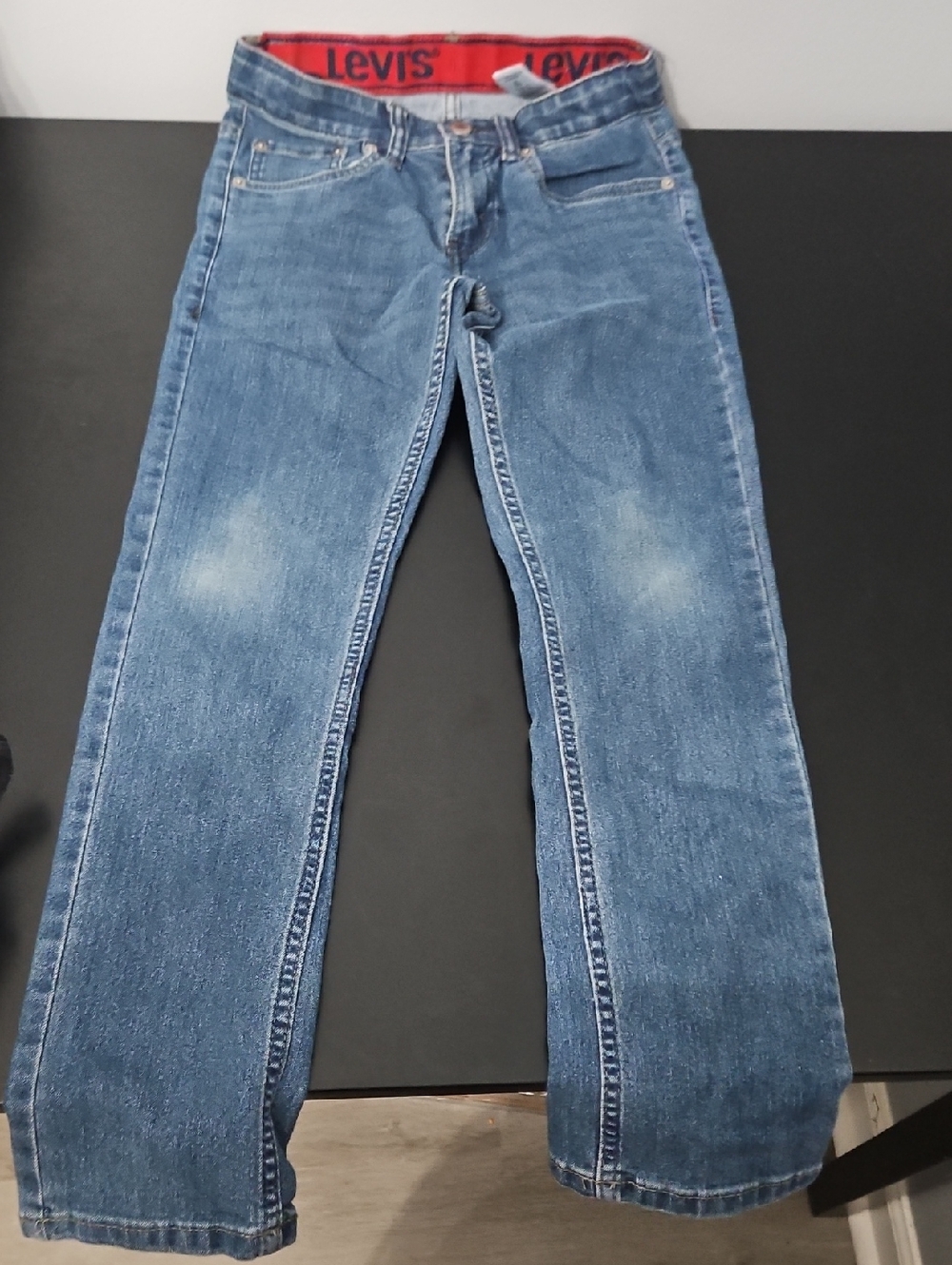 Kids Levi's Medium Blue Straight Jeans with Red Waistband Detail